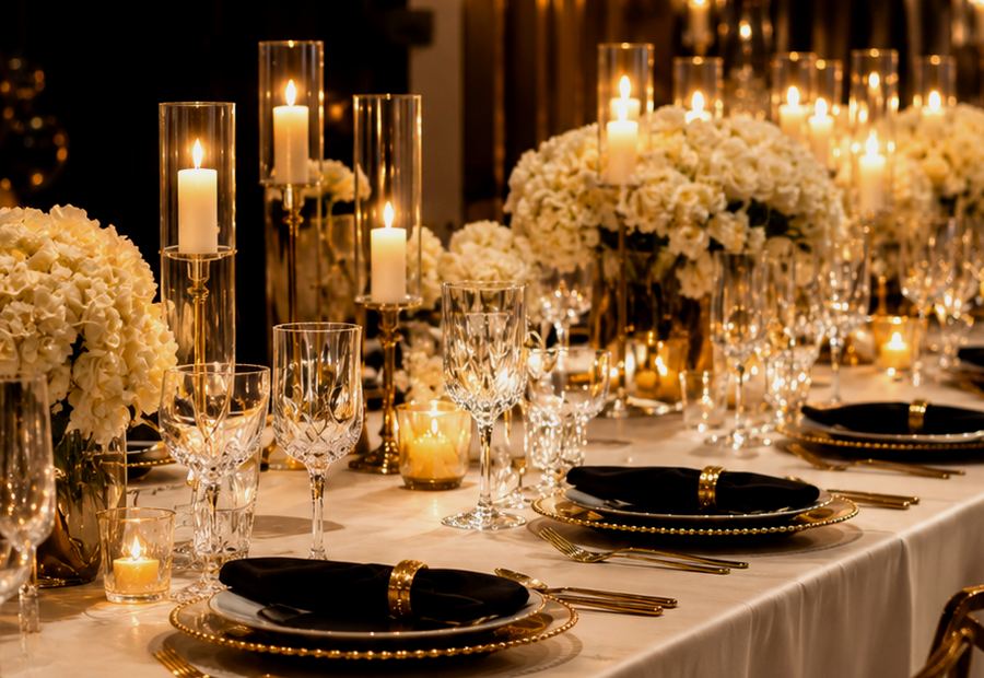 Oversized Birthday Number Rentals for Black, Ivory and Gold Event Styling
