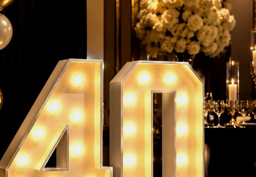 Marquee Number Rentals for Black, Ivory and Gold Event Styling
