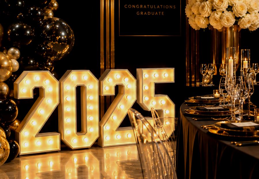 Backdrop Rentals for Black, Ivory and Gold Event Styling