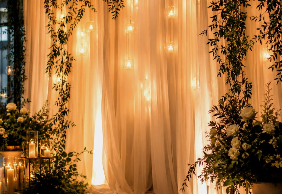 Draping Rentals for Black, Ivory and Gold Event Styling