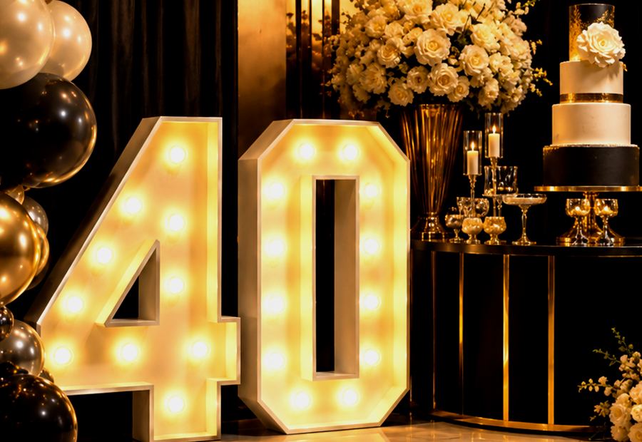 Graduation Party Rentals for Black, Ivory and Gold Event Styling